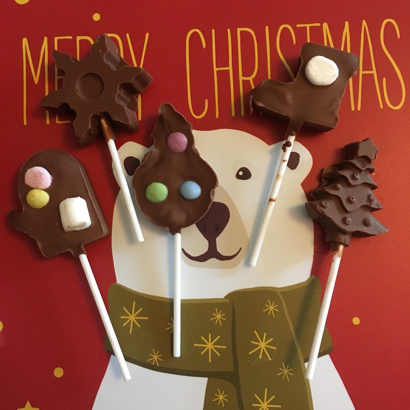 Sucettes de noël au chocolat